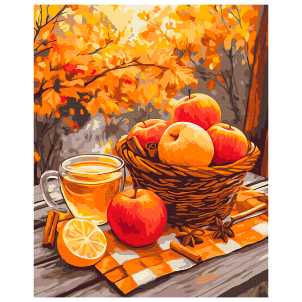 Pictură pe numere BrushMe Mere cu scorțișoară BS54181FC 50 x 40 cm / Verticală photo 1