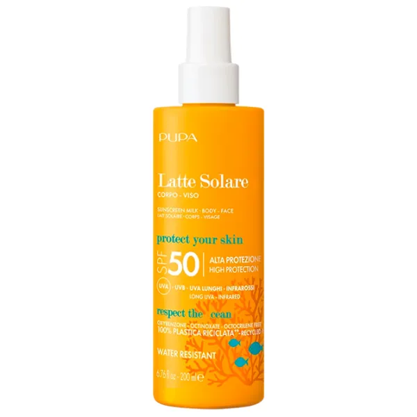 Spray de protecție solară Pupa Sunscreen Milk SPF50 Yellow / 0.2l photo 1 Spray de protecție solară Pupa Sunscreen Milk SPF50 Yellow / 0.2l photo 1