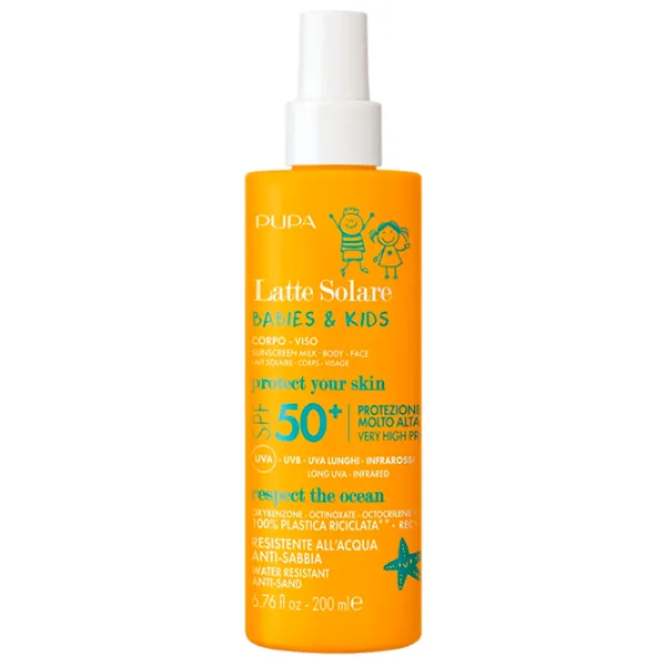 Spray de protecție solară Pupa Babies & Kids Sunscreen Milk SPF50 Yellow / 0.2l photo 1 Spray de protecție solară Pupa Babies & Kids Sunscreen Milk SPF50 Yellow / 0.2l photo 1