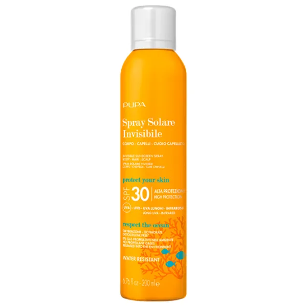 Spray de protecție solară Pupa Invisible Sunscreen Spray SPF 30 Yellow / 0.2l photo 1 Spray de protecție solară Pupa Invisible Sunscreen Spray SPF 30 Yellow / 0.2l photo 1