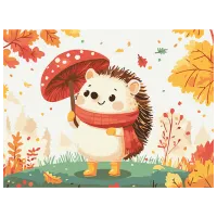 Картина по номерам BrushMe Осенний ёжик KBS0171FC 40 x 30 cm / Горизонтальная