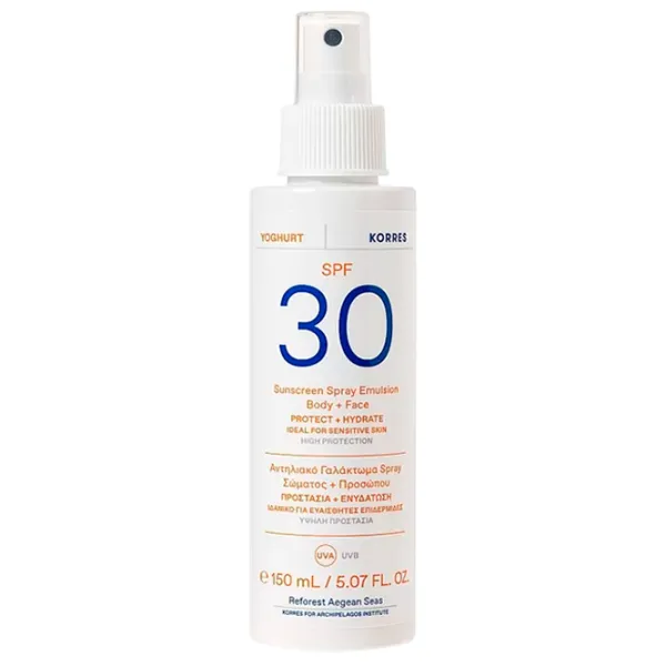 Spray de protecție solară KORRES Yoghurt Sunscreen Spray Emulsion Face & Body White / 0.15l photo 1