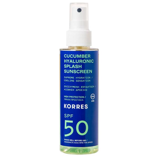Spray de protecție solară KORRES Cucumber Hyaluronic Splash Sunscreen Blue / 0.15l photo 1