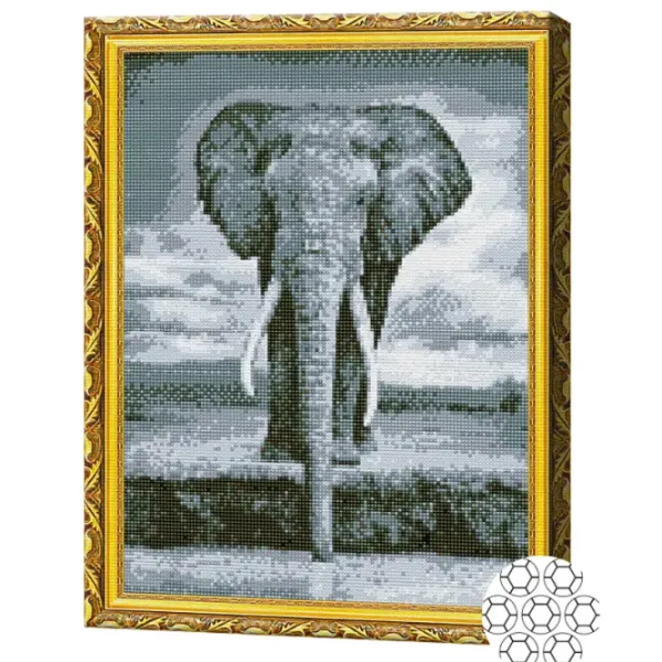 Мозайка Art Galery Premium Elefant in nuanțe gri  /  photo 2 Мозайка Art Galery Premium Elefant in nuanțe gri  /  photo 2