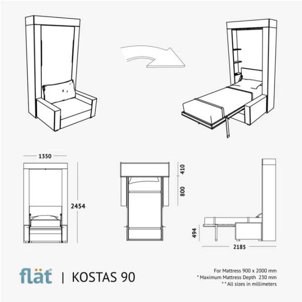 Canapea Flat KOSTAS (282013) Stofă / White photo 4 Canapea Flat KOSTAS (282013) Stofă / White photo 4