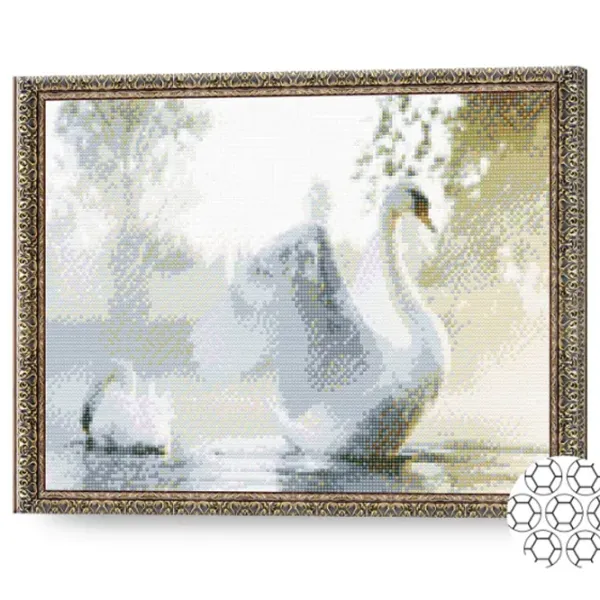 Mozaic Art Galery Premium Lebede pe un lac cețos  /  photo 2
