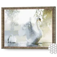 Мозайка Art Galery Premium Lebede pe un lac cețos / photo 2