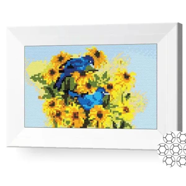 Mozaic Art Galery Premium Păsărele albastre pe flori galbene  /  photo 2