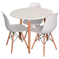 Обеденные стол со стульями Evelin DT 404-1+3 (LC-021) Круглая / ДСП / Белый