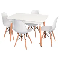 Set masă și scaune Evelin DT 431-1R Wo+4 (LC-021) Dreptunghiulară / PAL / White