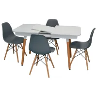 Set masă și scaune Evelin DT 431-1R Wo+4 (LC-021) Dreptunghiulară / PAL / Gray