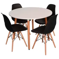 Обеденные стол со стульями Evelin DT 402-1+4 (LC-021) Круглая / ДСП / Черный