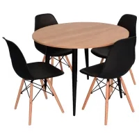Обеденные стол со стульями Evelin DT 402-2+4 (LC-021) Круглая / ДСП / Черный