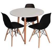 Обеденные стол со стульями Evelin DT 404-1+3 (LC-021) Круглая / ДСП / Черный