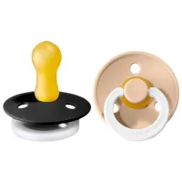 Suzetă cu tetina rotundă Bibs Colour Glow 110251 Unisex / 0 luni - 6 luni / Latex / Black