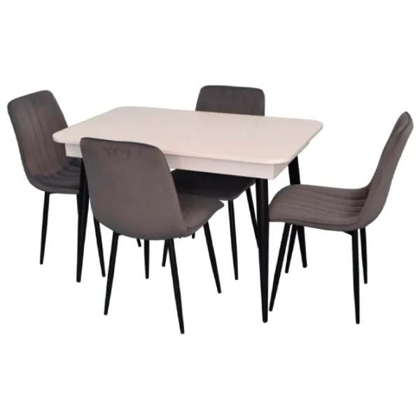 Обеденные стол со стульями Evelin DT 431-1R B+4 (XR-154B-57) Прямоугольная / ДСП / Тёмно-серый photo 1