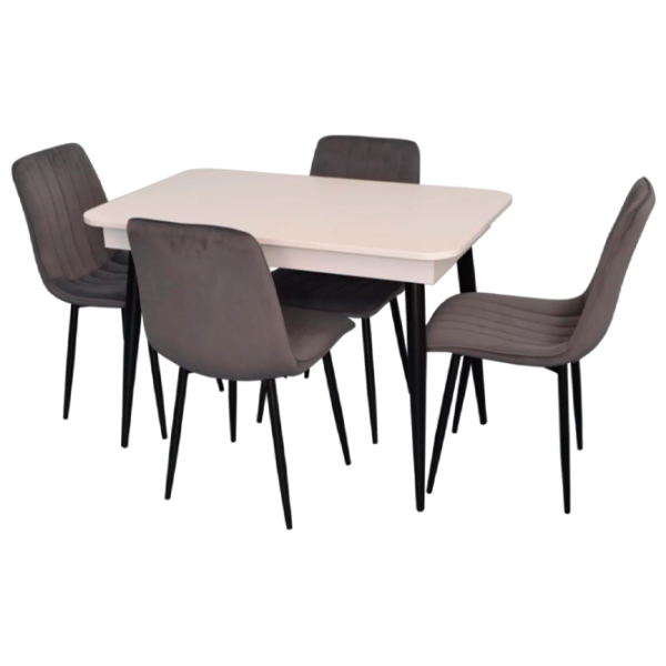 Обеденные стол со стульями Evelin DT 431-1R B+4 (XR-154B-57) Прямоугольная / ДСП / Тёмно-серый photo 1