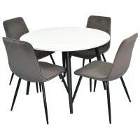 Set masă și scaune Evelin DT 402-3+4 (XR-154B-5) Rotundă / PAL / Gray