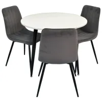 Обеденные стол со стульями Evelin DT 404-3+3 (XR-154B-57) Круглая / ДСП / Тёмно-серый