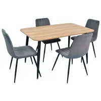 Set masă și scaune Evelin DT 405-2+4 (XR-154B-57) Dreptunghiulară / PAL / Dark Gray