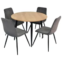 Обеденные стол со стульями Evelin DT 402-2+4 (XR-154B-57) Круглая / ДСП / Тёмно-серый