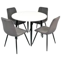 Обеденные стол со стульями Evelin DT 402-3+4 (XR-154B-57) Круглая / ДСП / Тёмно-серый