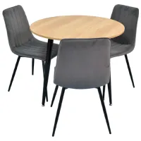 Set masă și scaune Evelin DT 404-2+3 (XR-154B-57) Rotundă / PAL / Dark Gray