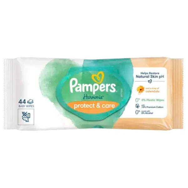 Șervețele umede Pampers Harmonie 1 x 44 pentru bebeluși photo 1