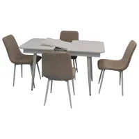 Set masă și scaune Evelin DT 431-1R+4 (XR-154Wh) Dreptunghiulară / PAL / Light Beige