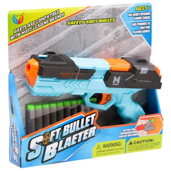 Pistol de jucărie New World Soft Bullet 772055 5+ / Săgeți / Blue photo 1 Pistol de jucărie New World Soft Bullet 772055 5+ / Săgeți / Blue photo 1