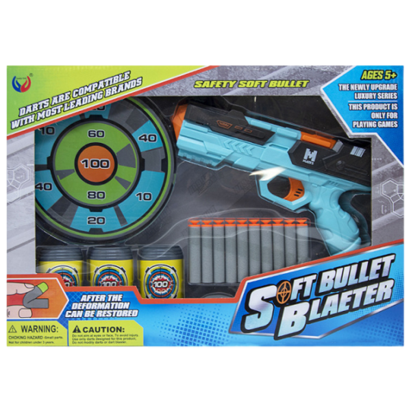 Игрушечный пистолет New World Soft Bullet 632036 5+ / Стрел / Синий photo 1 Игрушечный пистолет New World Soft Bullet 632036 5+ / Стрел / Синий photo 1