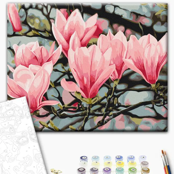 Pictură pe numere BrushMe Floarea magnoliei, Anastasiia Osmolovskaia BS54135  50 x 40 cm / Orizontală photo 2
