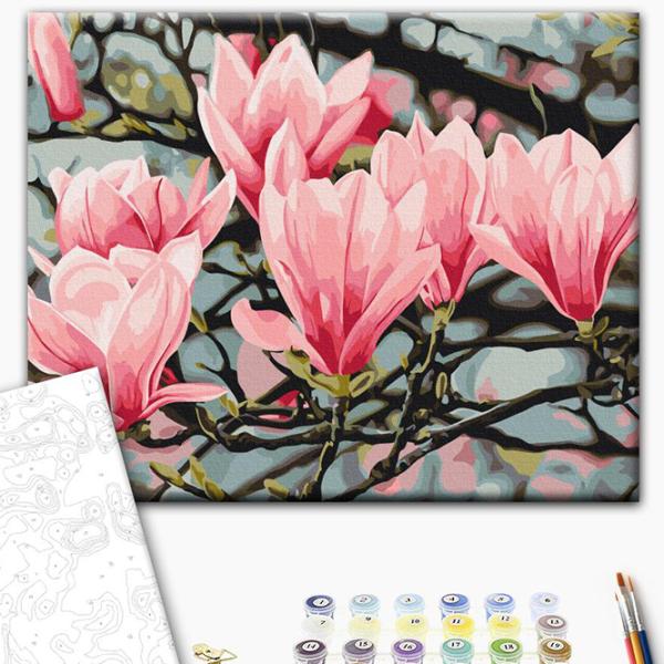 Pictură pe numere BrushMe Floarea magnoliei, Anastasiia Osmolovskaia BS54135  50 x 40 cm / Orizontală photo 2