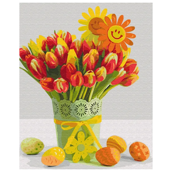 Pictură pe numere BrushMe Lalele de Paște BS51849 50 x 40 cm / Verticală photo 1