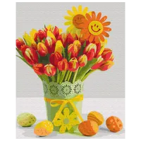 Pictură pe numere BrushMe Lalele de Paște BS51849 50 x 40 cm / Verticală