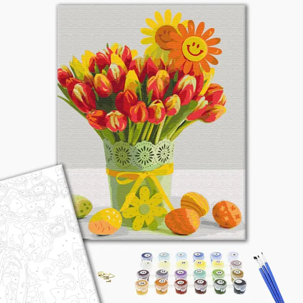 Pictură pe numere BrushMe Lalele de Paște BS51849 50 x 40 cm / Verticală photo 2