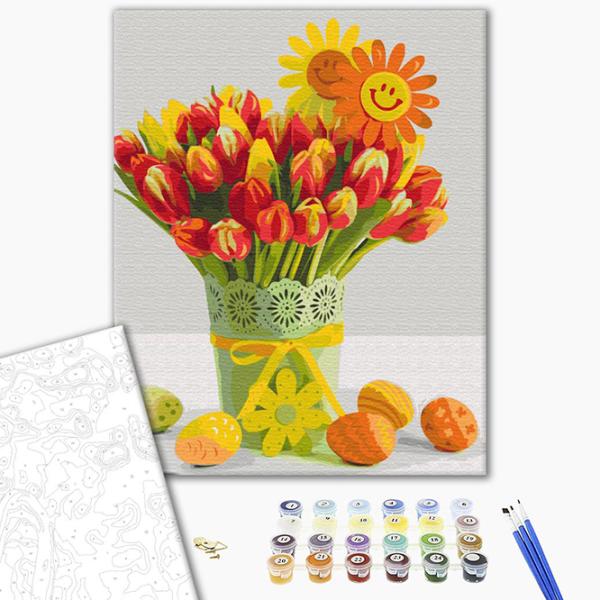 Pictură pe numere BrushMe Lalele de Paște BS51849 50 x 40 cm / Verticală photo 2