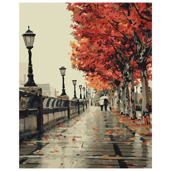 Pictură pe numere BrushMe Bulevardul de toamnă BS117 50 x 40 cm / Verticală photo 1