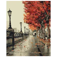 Pictură pe numere BrushMe Bulevardul de toamnă BS117 50 x 40 cm / Verticală