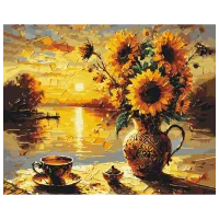 Pictură pe numere BrushMe Floarea-soarelui la apus, Oleg Loburak BS54164 50 x 40 cm / Orizontală