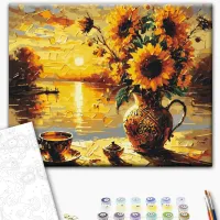 Pictură pe numere BrushMe Floarea-soarelui la apus, Oleg Loburak BS54164 50 x 40 cm / Orizontală photo 3