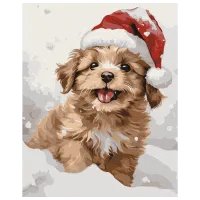 Pictură pe numere BrushMe Cățel acoperit de zăpadă BS53838 50 x 40 cm / Verticală