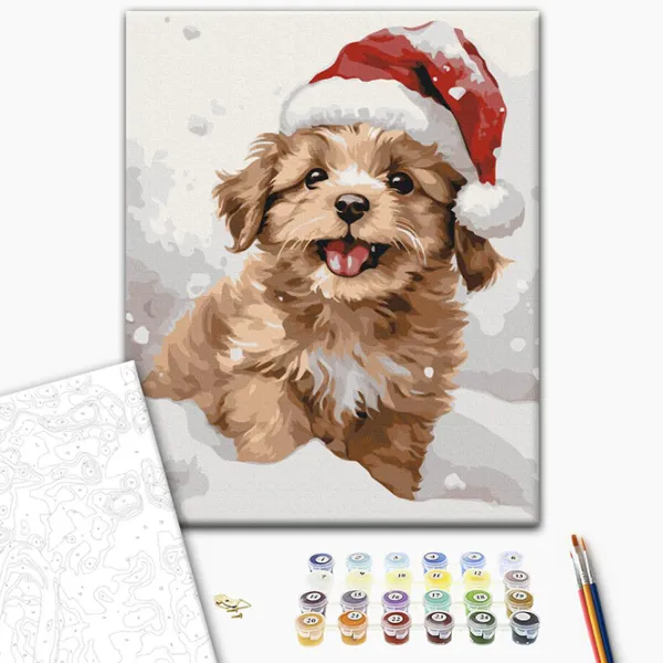 Pictură pe numere BrushMe Cățel acoperit de zăpadă BS53838 50 x 40 cm / Verticală photo 3