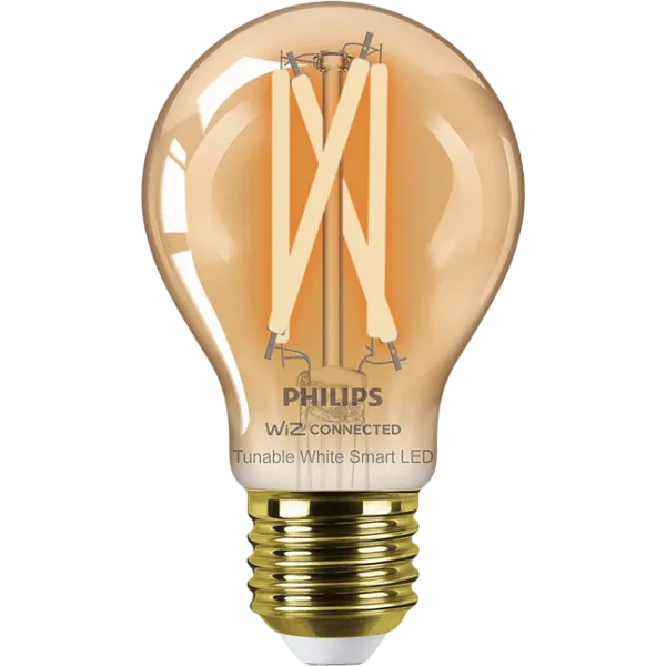 Bec inteligent LED cu filament Philips Filament Amber WIZ 929003017421 E27 / 7 W / 2000 K / 640lm / White photo 2 Bec inteligent LED cu filament Philips Filament Amber WIZ 929003017421 E27 / 7 W / 2000 K / 640lm / White photo 2
