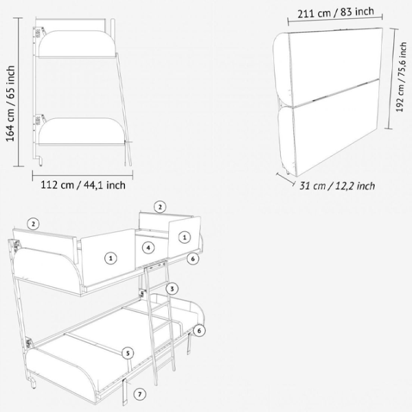 Pat Flat 2 EASY BUNK 80 x 190 cm / Metal / Gray photo 4 Pat Flat 2 EASY BUNK 80 x 190 cm / Metal / Gray photo 4