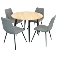 Set masă și scaune Evelin DT 402-5+4 (XR-154Wh) Rotundă / PAL / Light Gray