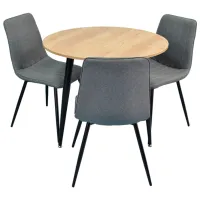 Set masă și scaune Evelin DT 404-5+3 (XR-154Wh) Rotundă / PAL / Light Gray