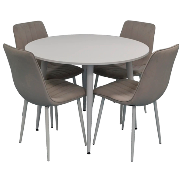 Set masă și scaune Evelin DT 402-5+4 47 (XR-154Wh) Rotundă / PAL / Light Gray photo 1 Set masă și scaune Evelin DT 402-5+4 47 (XR-154Wh) Rotundă / PAL / Light Gray photo 1