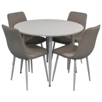 Set masă și scaune Evelin DT 402-5+4 47 (XR-154Wh) Rotundă / PAL / Light Gray