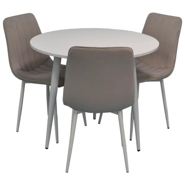Set masă și scaune Evelin DT 404-5+3 47 (XR-154Wh) Rotundă / PAL / Light Gray photo 1